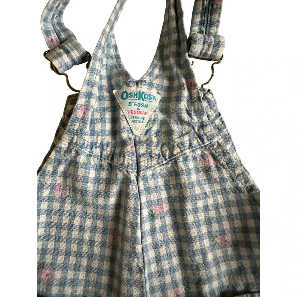 Vintage Oshkosh Floral Gingham Shortalls Toddler Girl 5 Bibs Cottagecore Boho